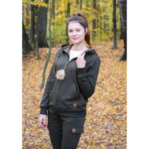 Taurus Bluzy, Bluzy Polarowe | Bluzy Polarowe | Bluza Damska Olive Deer z kapturem TA-072